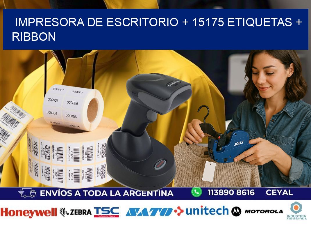 impresora de escritorio + 15175 etiquetas + ribbon