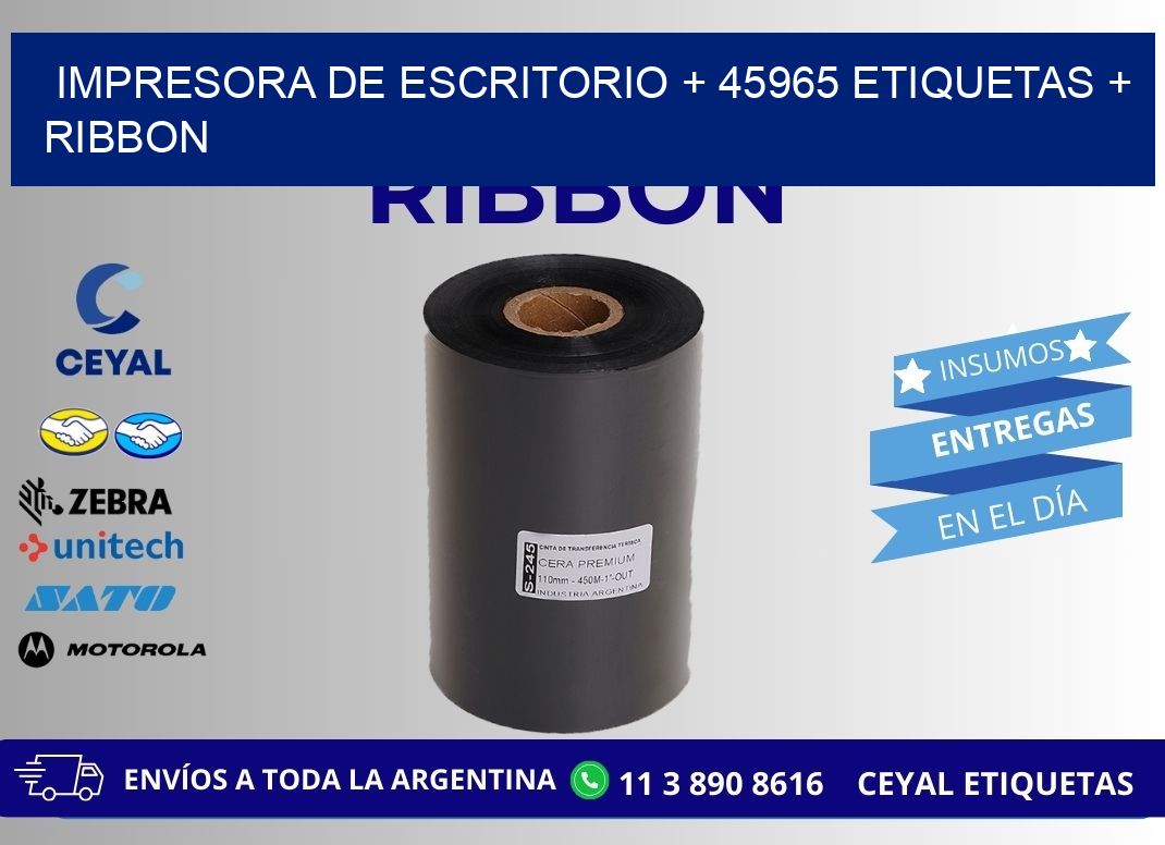 impresora de escritorio + 45965 etiquetas + ribbon