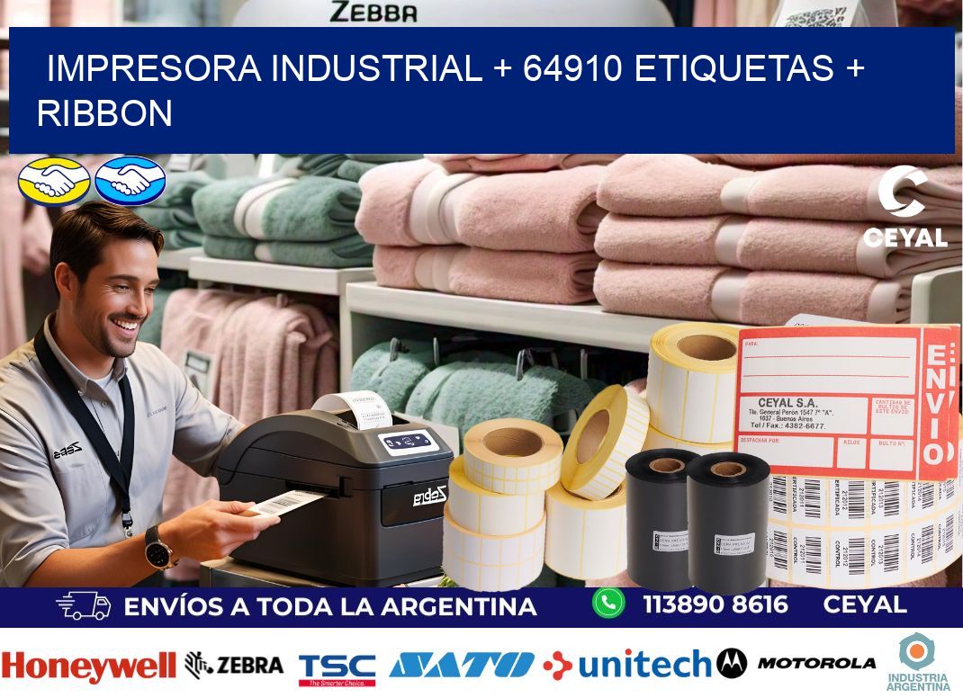 impresora industrial + 64910 etiquetas + ribbon