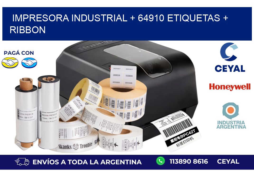 impresora industrial + 64910 etiquetas + ribbon