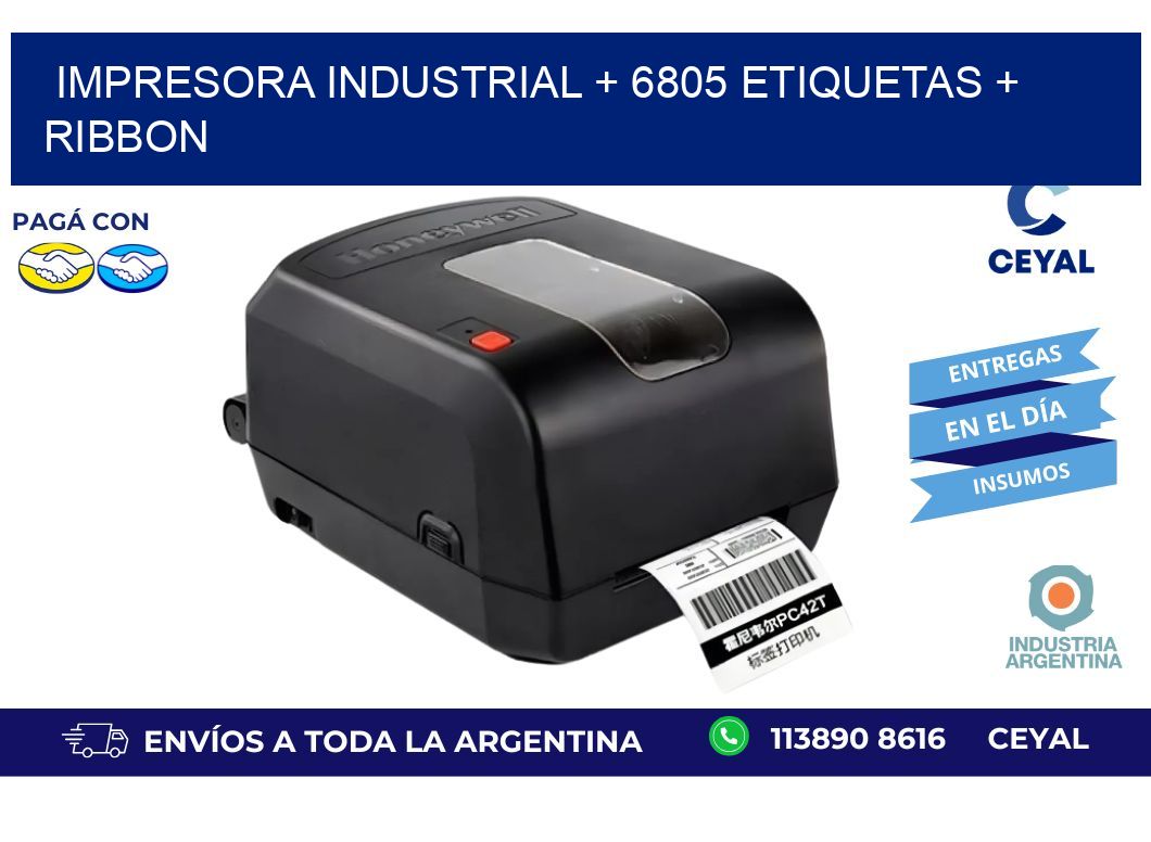 impresora industrial + 6805 etiquetas + ribbon