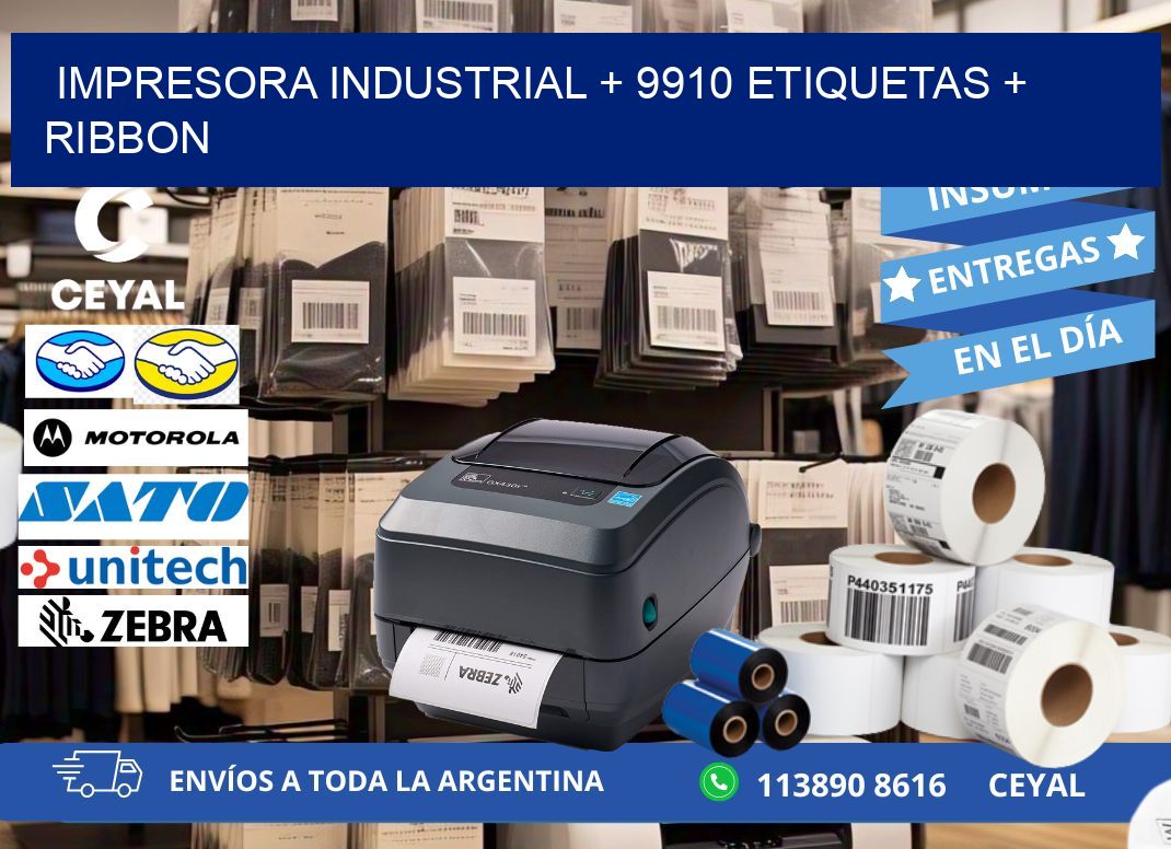 impresora industrial + 9910 etiquetas + ribbon