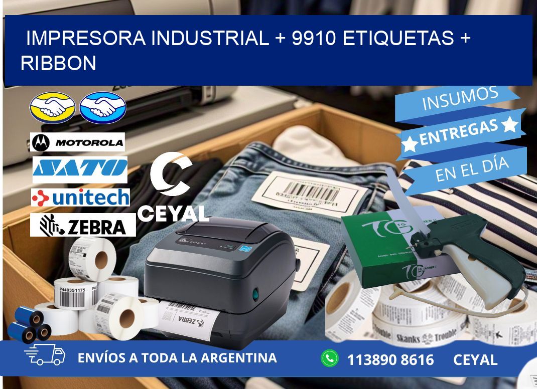 impresora industrial + 9910 etiquetas + ribbon