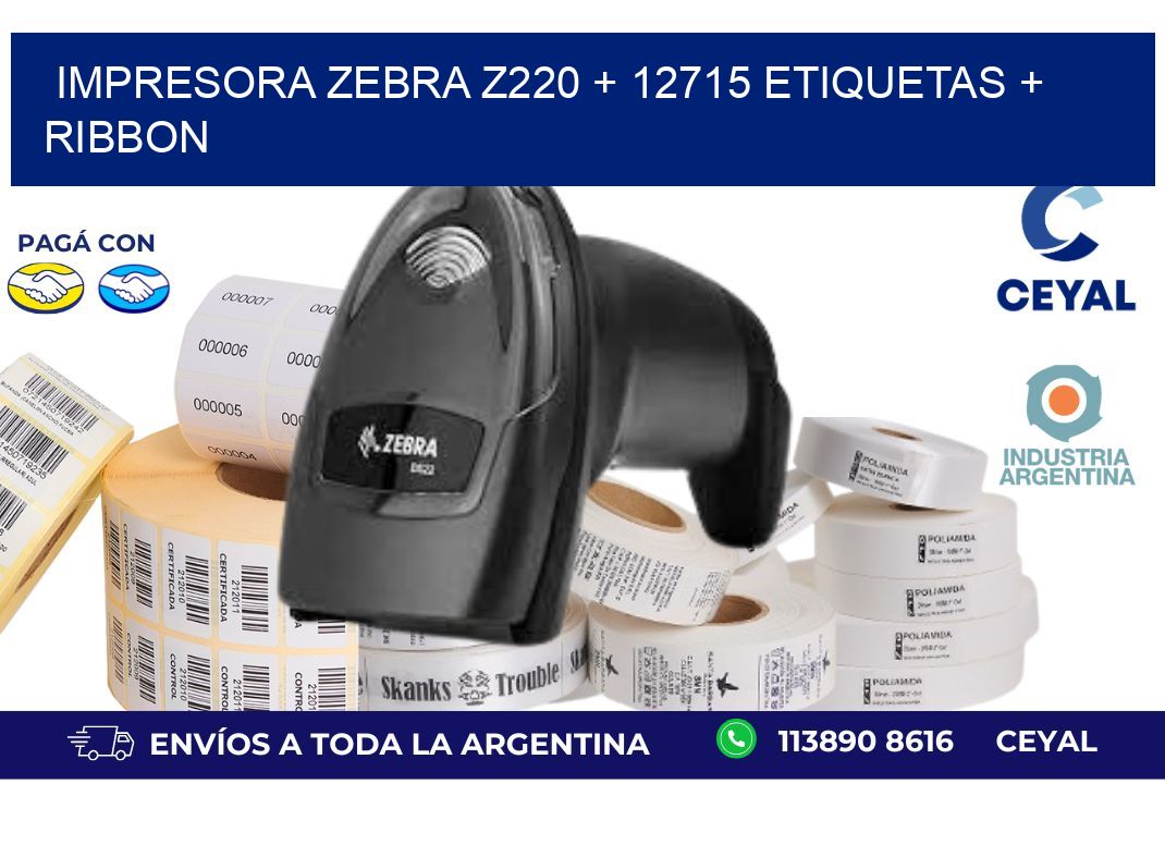 impresora zebra z220 + 12715 etiquetas + ribbon
