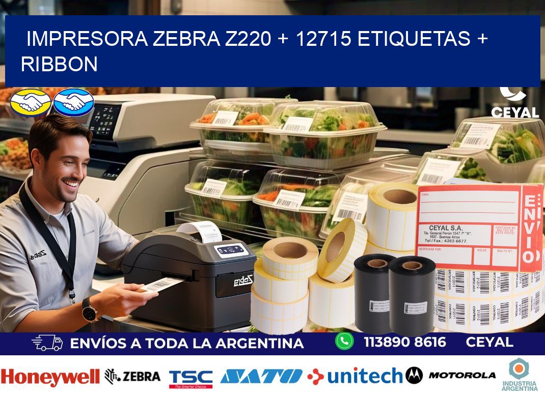impresora zebra z220 + 12715 etiquetas + ribbon