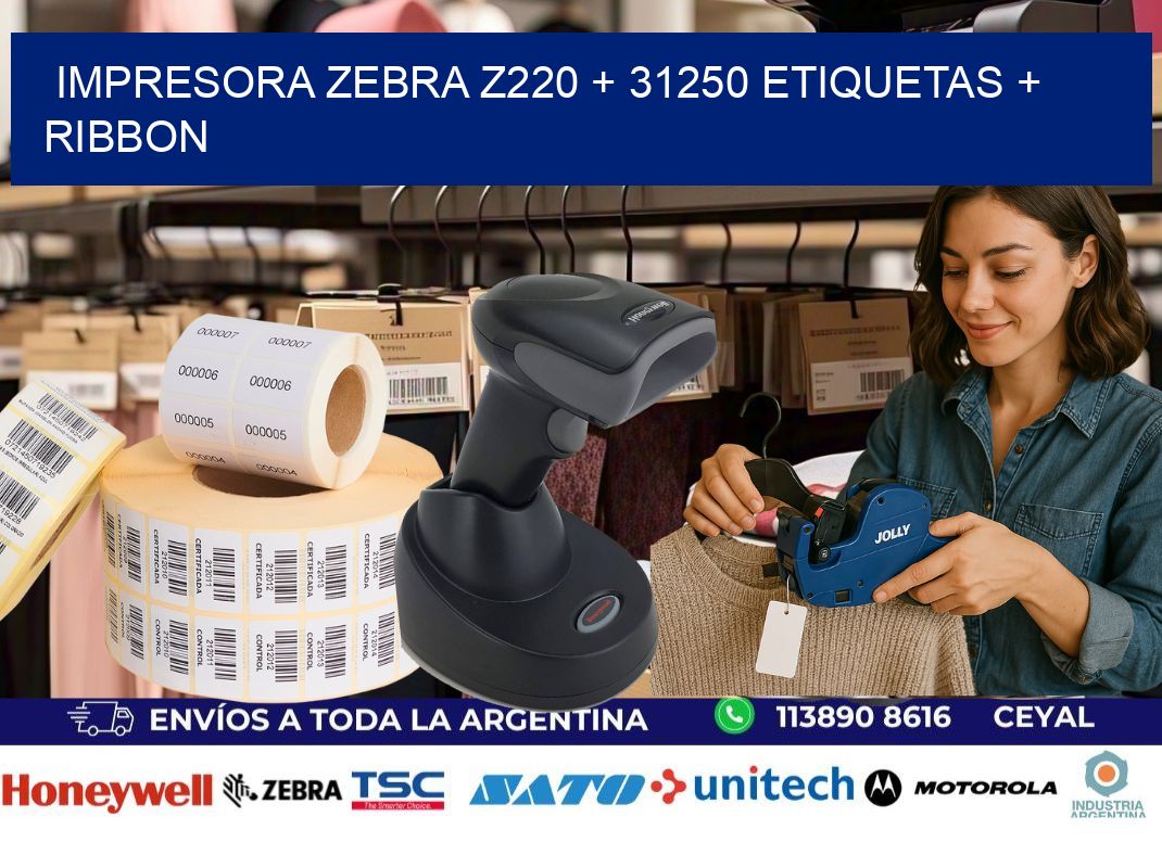 impresora zebra z220 + 31250 etiquetas + ribbon