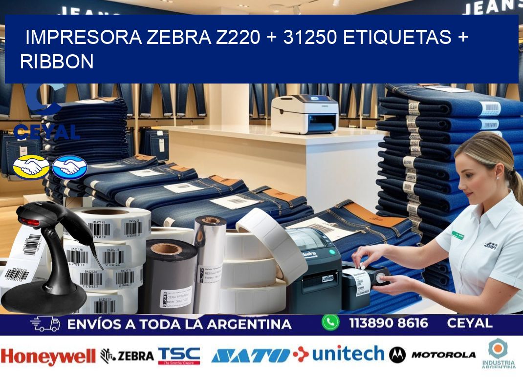 impresora zebra z220 + 31250 etiquetas + ribbon