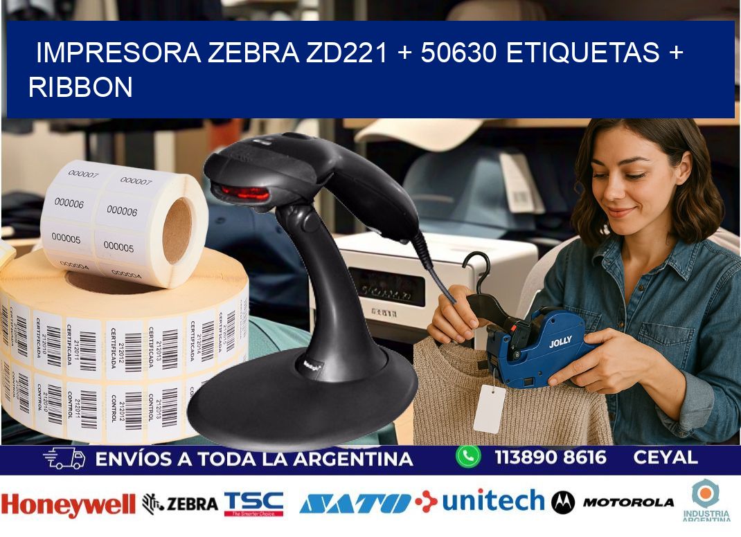 impresora zebra zd221 + 50630 etiquetas + ribbon