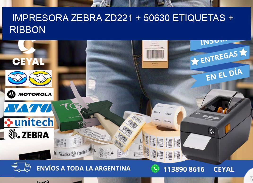 impresora zebra zd221 + 50630 etiquetas + ribbon