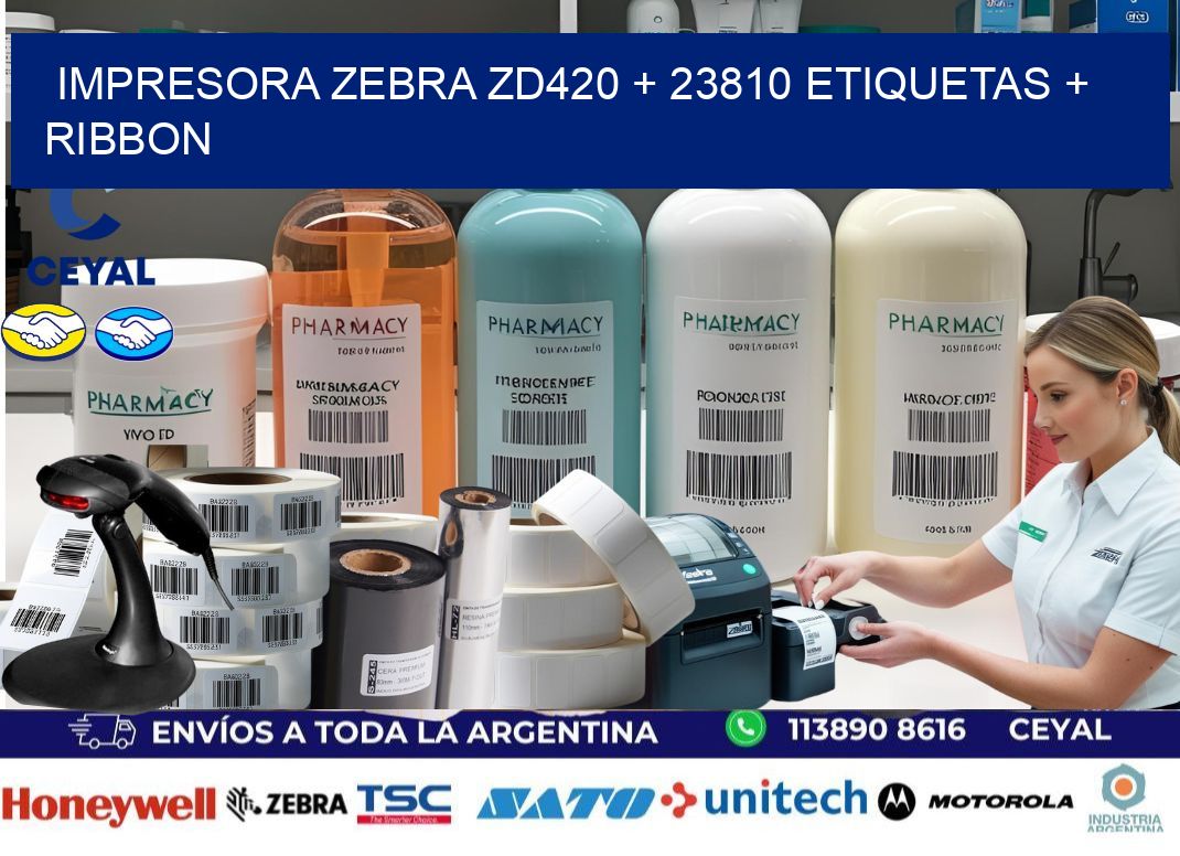 impresora zebra zd420 + 23810 etiquetas + ribbon