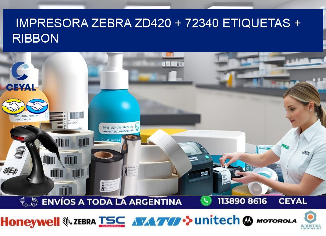 impresora zebra zd420 + 72340 etiquetas + ribbon