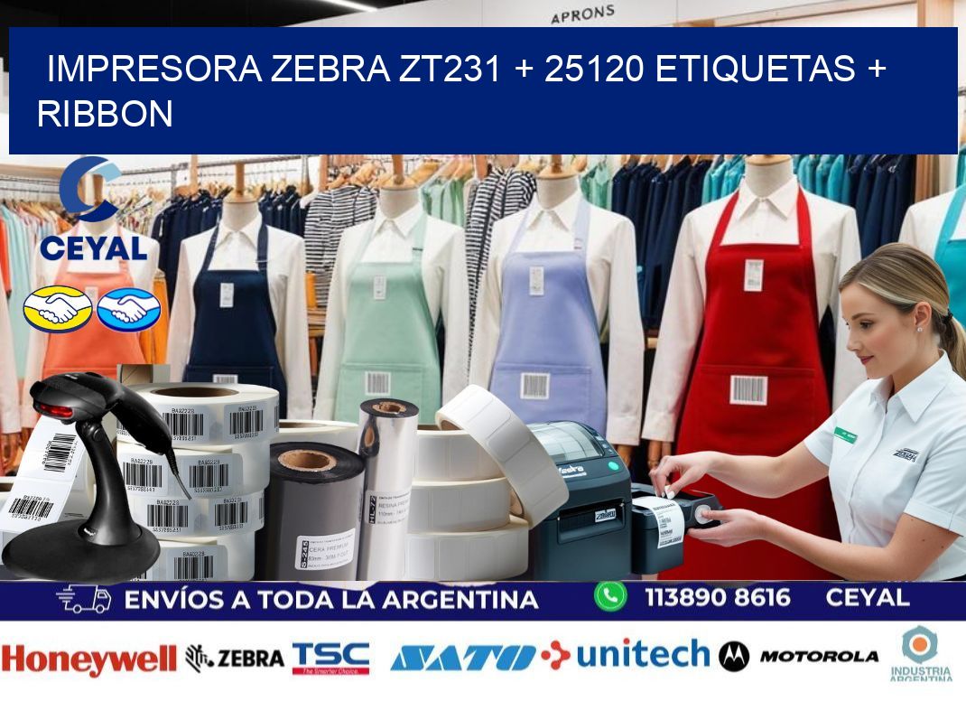 impresora zebra zt231 + 25120 etiquetas + ribbon
