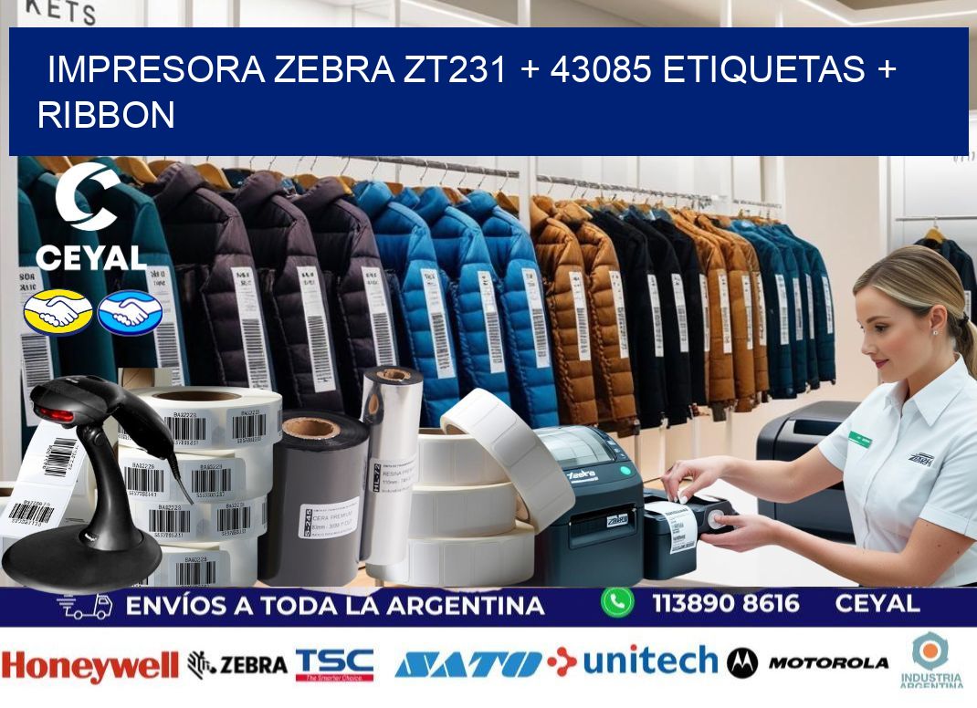 impresora zebra zt231 + 43085 etiquetas + ribbon