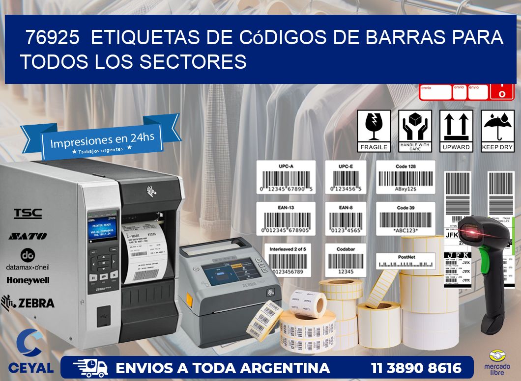 ️76925  Etiquetas de Códigos de Barras para Todos los Sectores