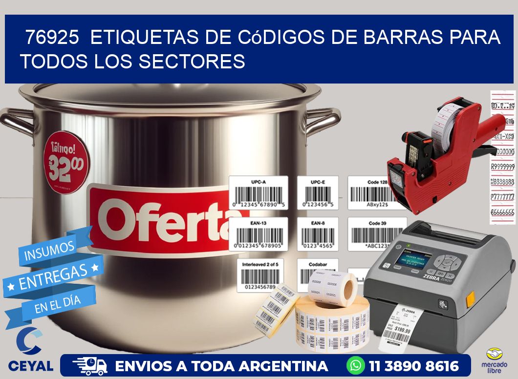 ️76925  Etiquetas de Códigos de Barras para Todos los Sectores