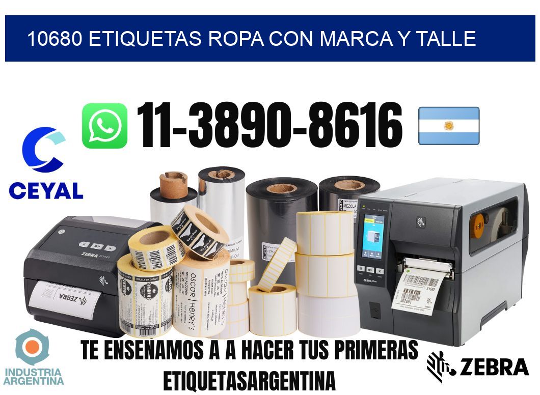 10680 Etiquetas ropa con marca y talle