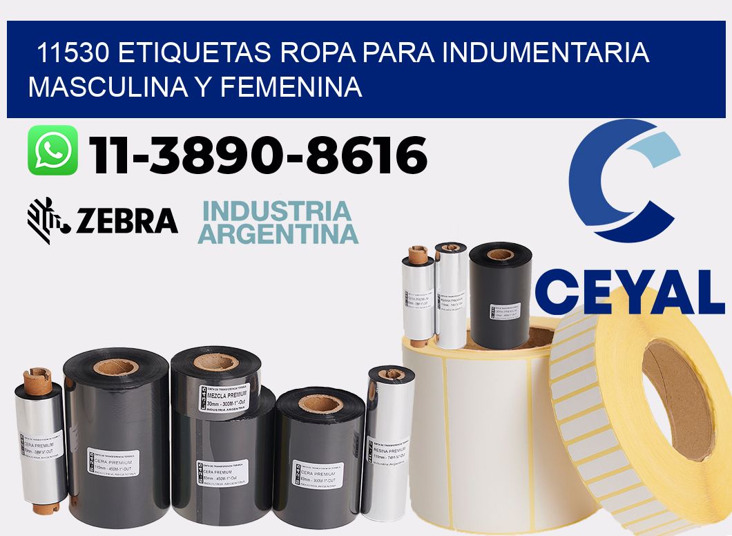 11530 Etiquetas ropa para indumentaria masculina y femenina