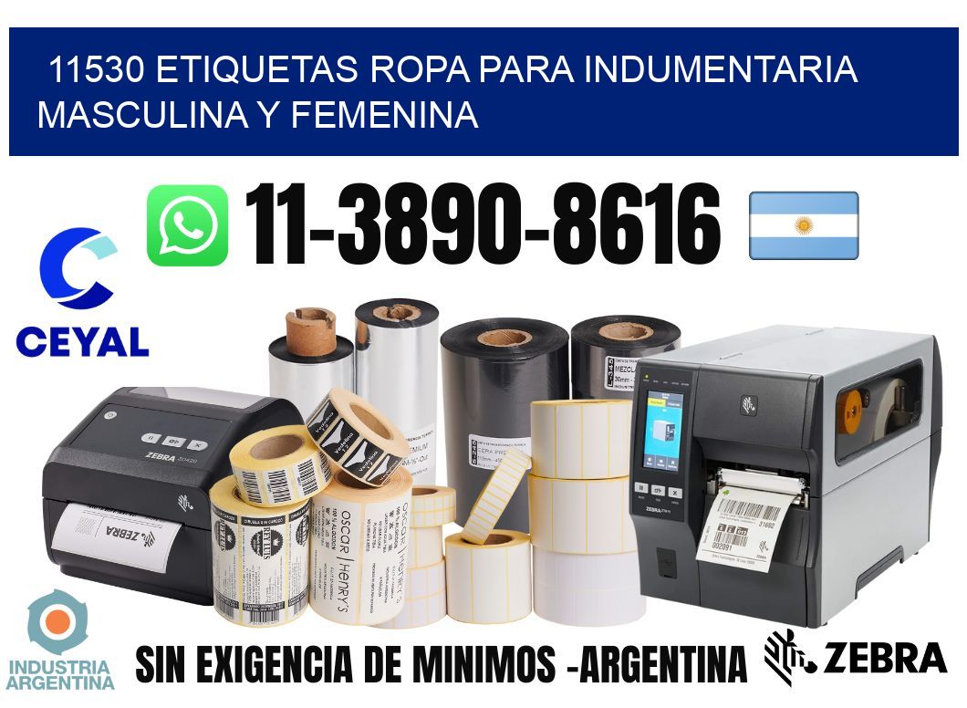 11530 Etiquetas ropa para indumentaria masculina y femenina