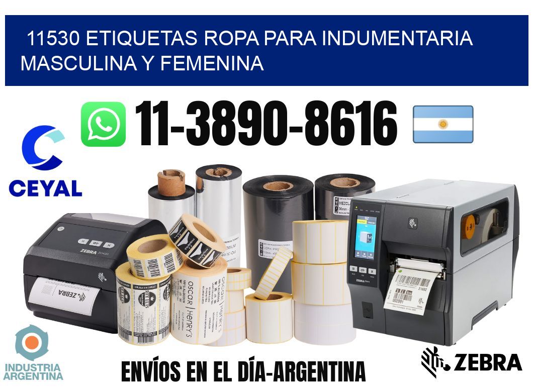 11530 Etiquetas ropa para indumentaria masculina y femenina