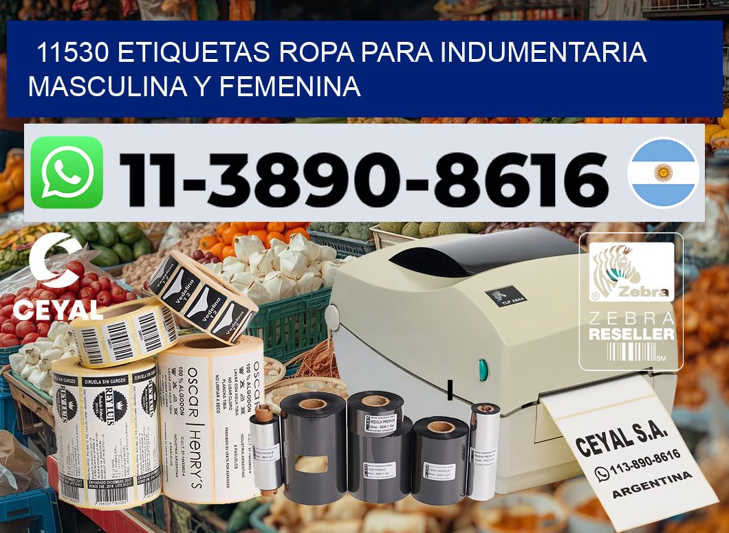11530 Etiquetas ropa para indumentaria masculina y femenina