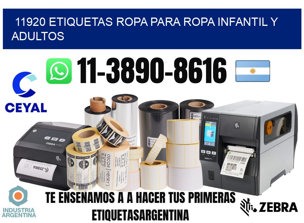 11920 Etiquetas ropa para ropa infantil y adultos