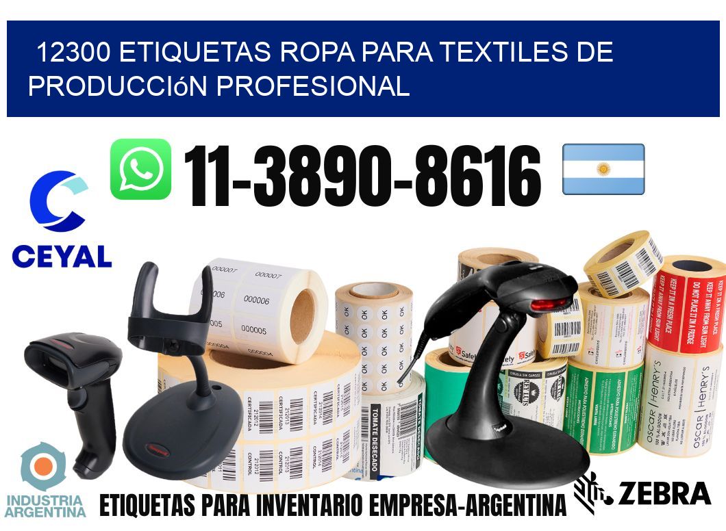 12300 Etiquetas ropa para textiles de producción profesional
