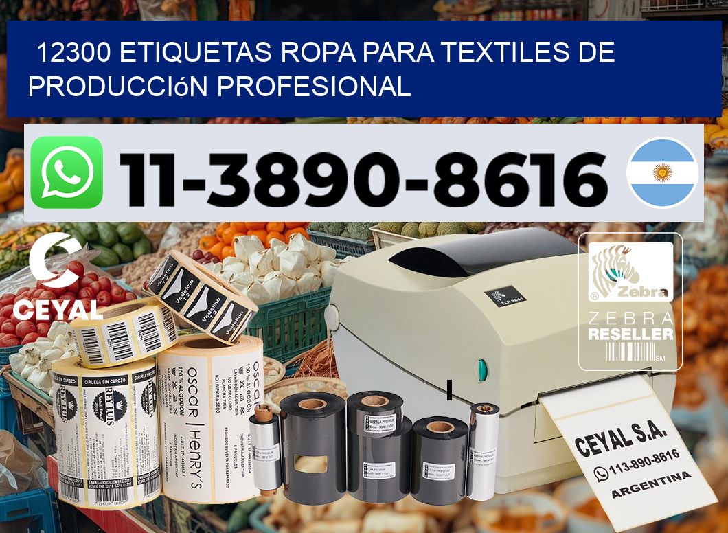 12300 Etiquetas ropa para textiles de producción profesional