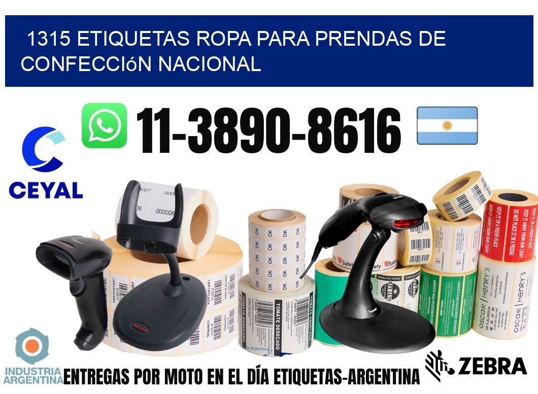 1315 Etiquetas ropa para prendas de confección nacional