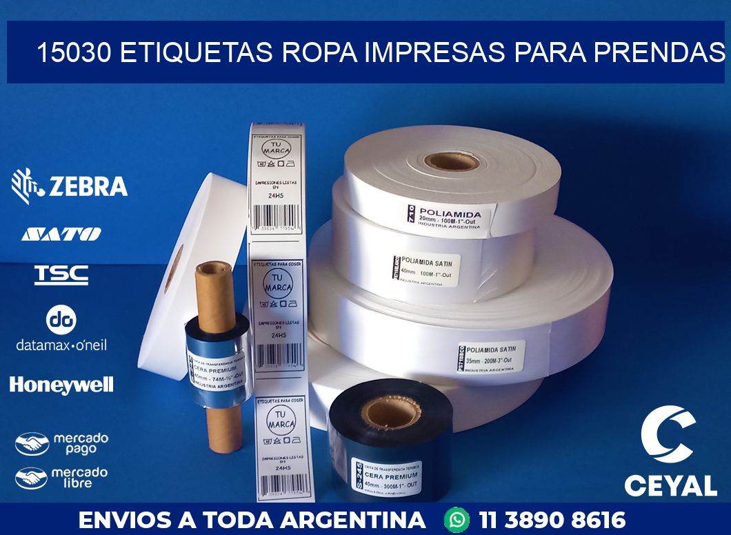 15030 Etiquetas ropa impresas para prendas
