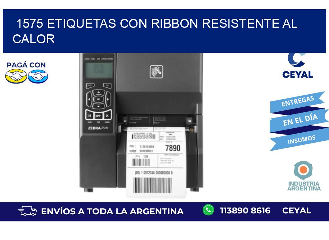 1575 etiquetas con ribbon resistente al calor