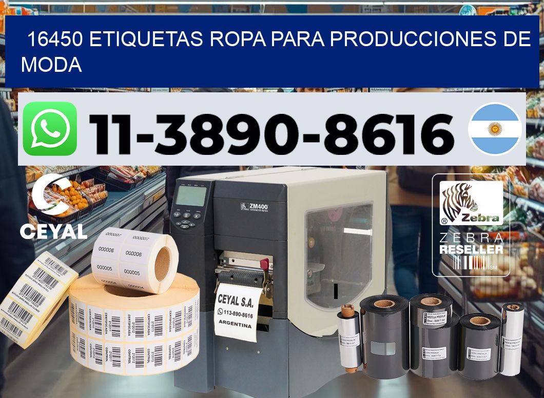 16450 Etiquetas ropa para producciones de moda