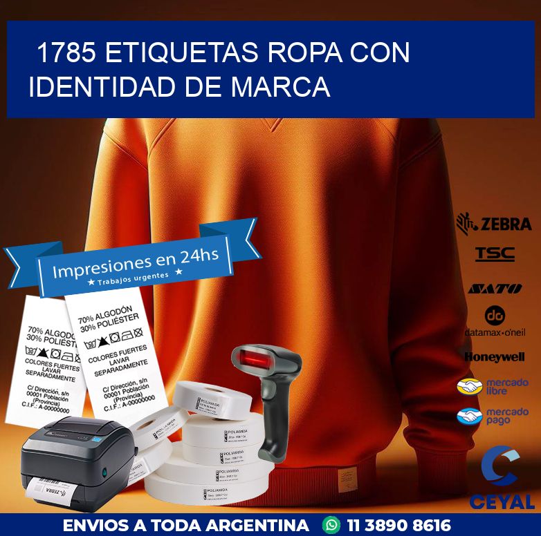 1785 Etiquetas ropa con identidad de marca