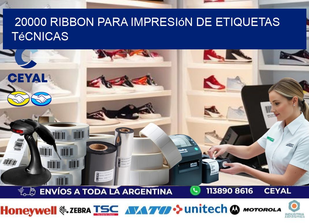 20000 ribbon para impresión de etiquetas técnicas
