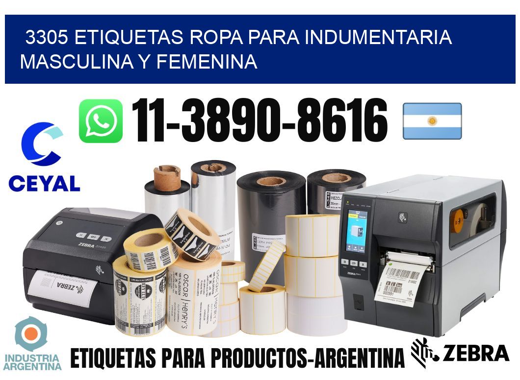 3305 Etiquetas ropa para indumentaria masculina y femenina