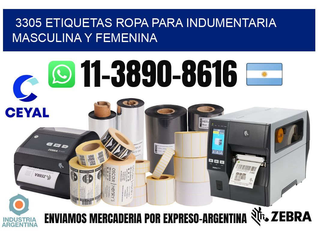 3305 Etiquetas ropa para indumentaria masculina y femenina