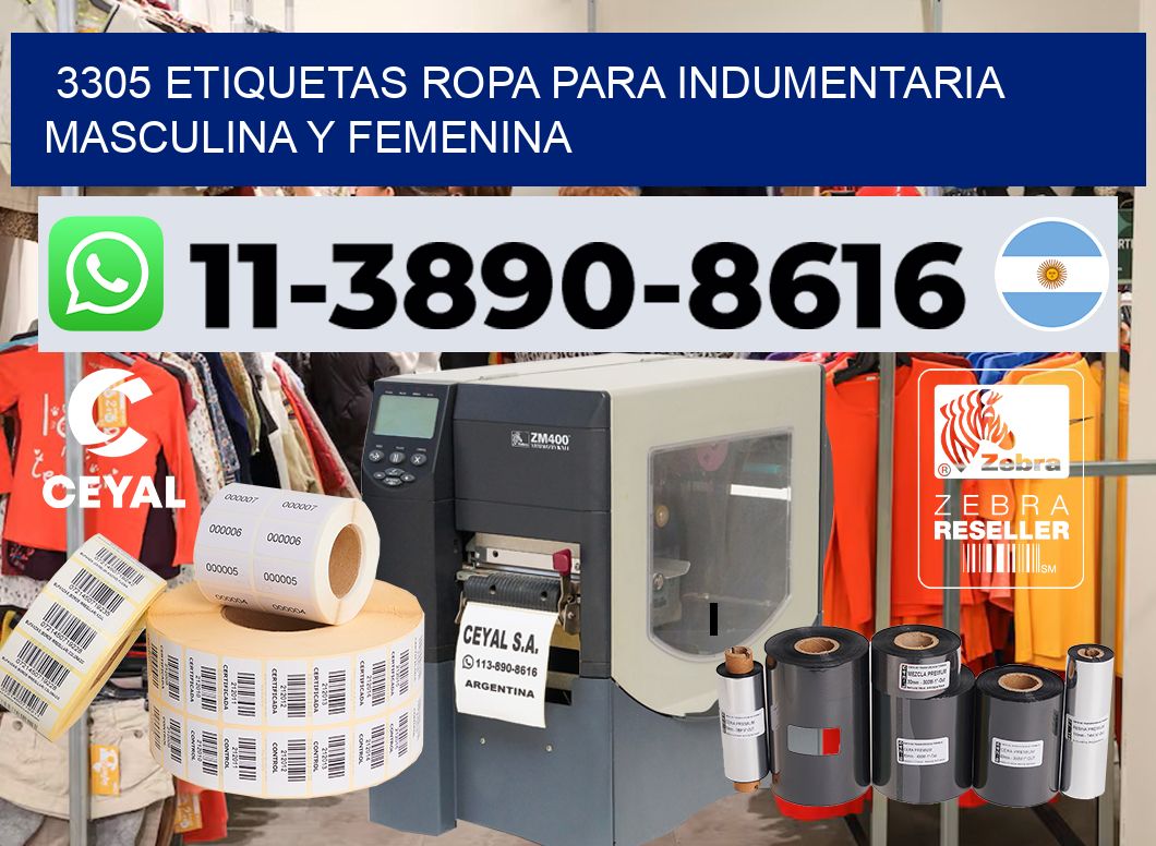 3305 Etiquetas ropa para indumentaria masculina y femenina