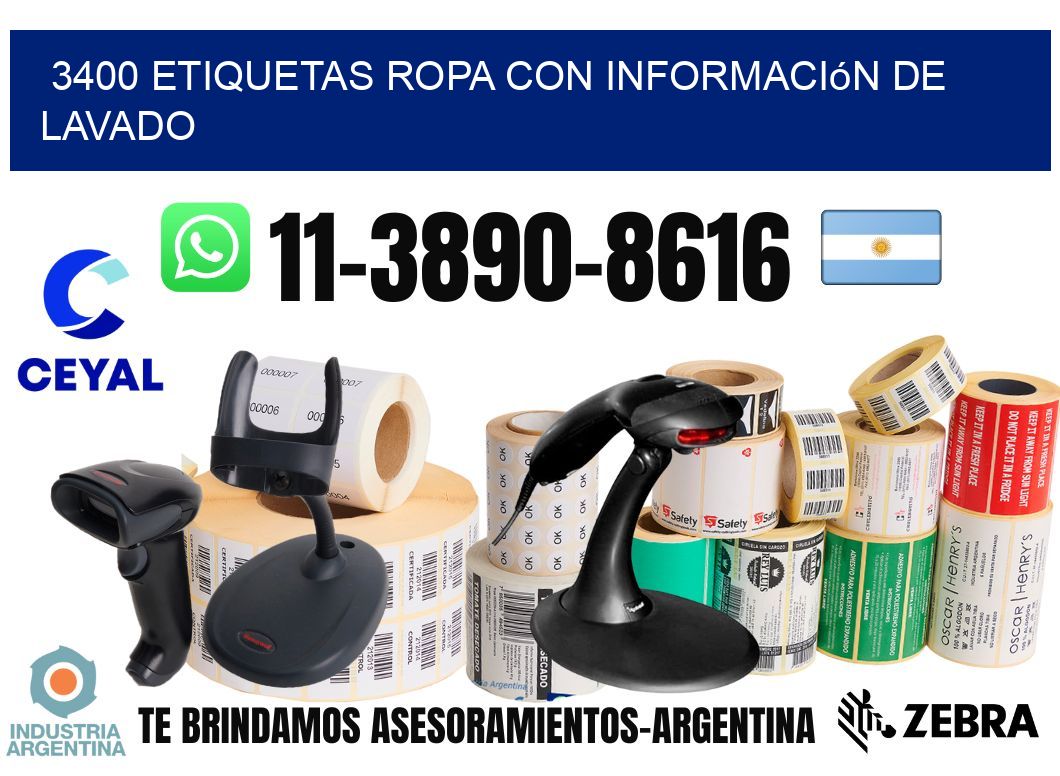3400 Etiquetas ropa con información de lavado