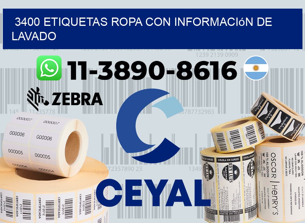 3400 Etiquetas ropa con información de lavado