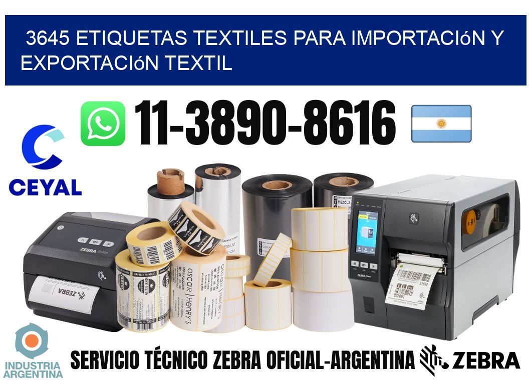 3645 Etiquetas textiles para importación y exportación textil