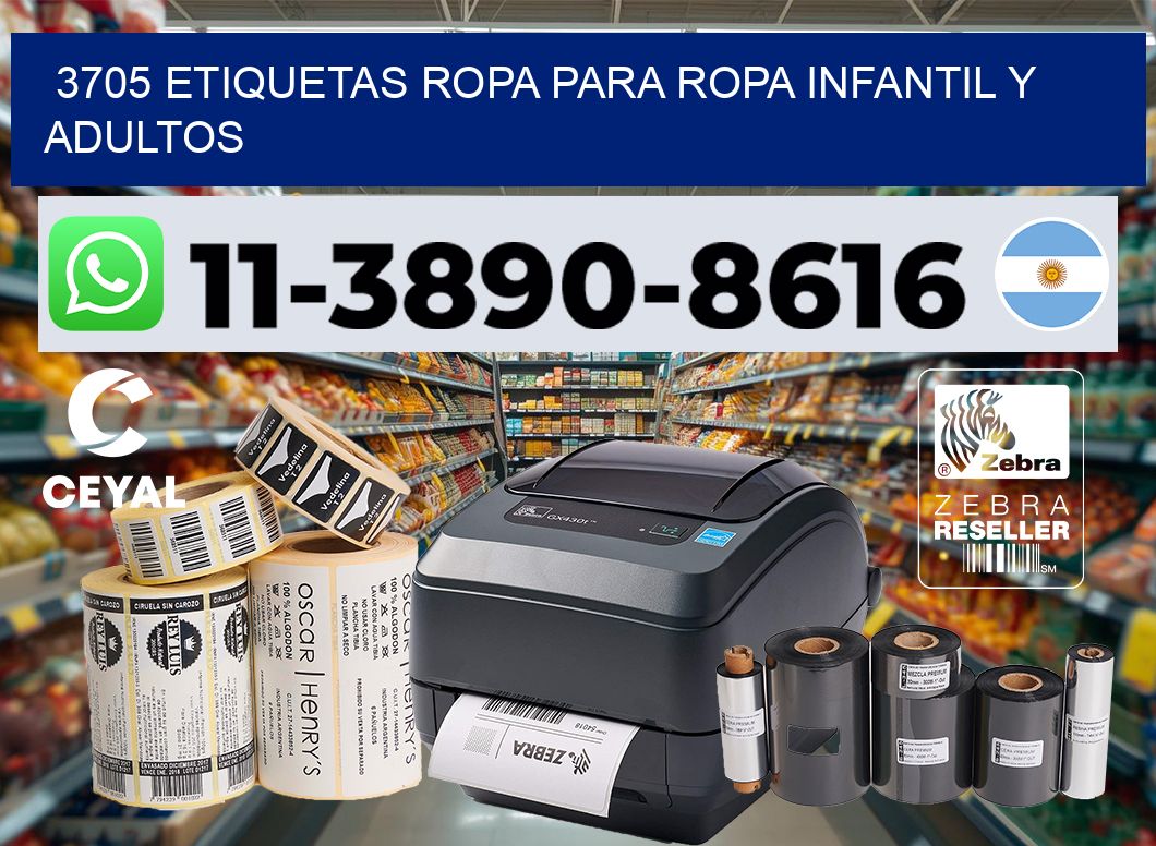 3705 Etiquetas ropa para ropa infantil y adultos