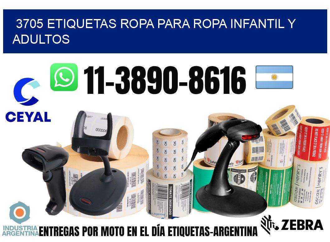 3705 Etiquetas ropa para ropa infantil y adultos