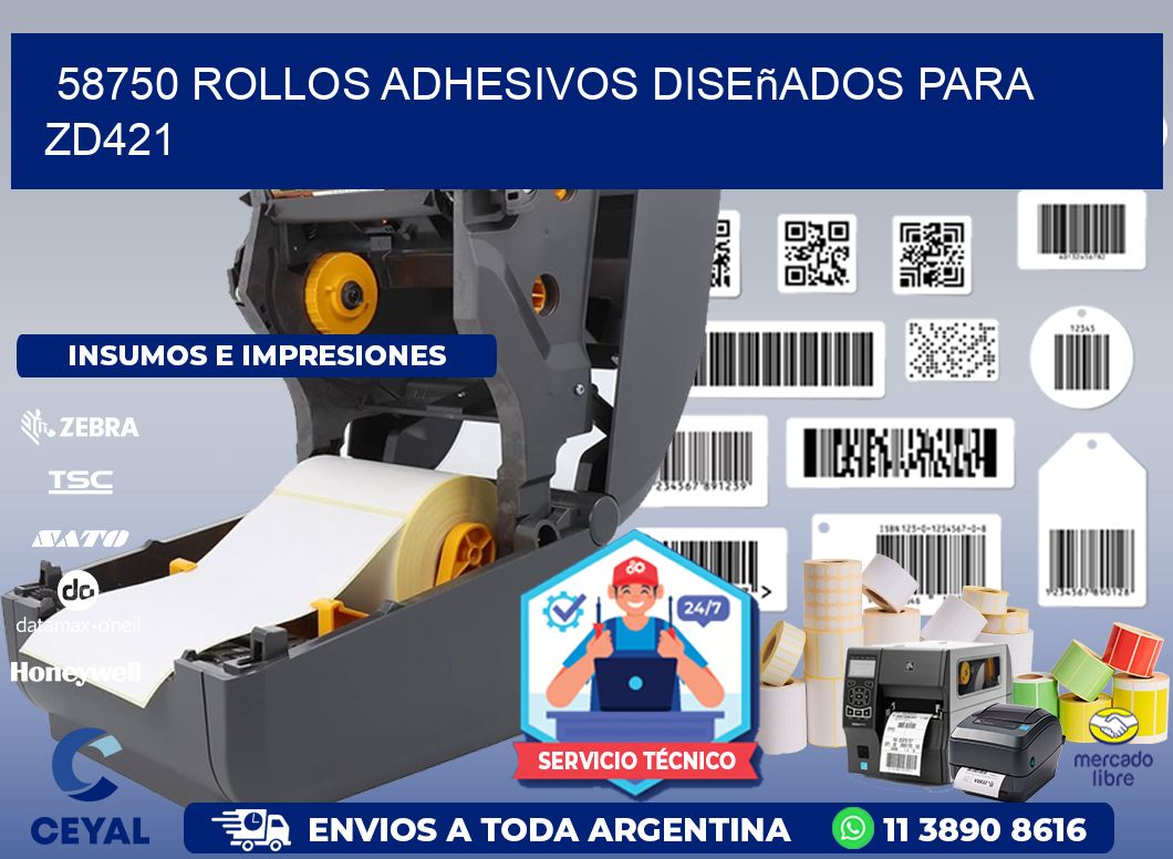 58750 rollos adhesivos diseñados para zd421