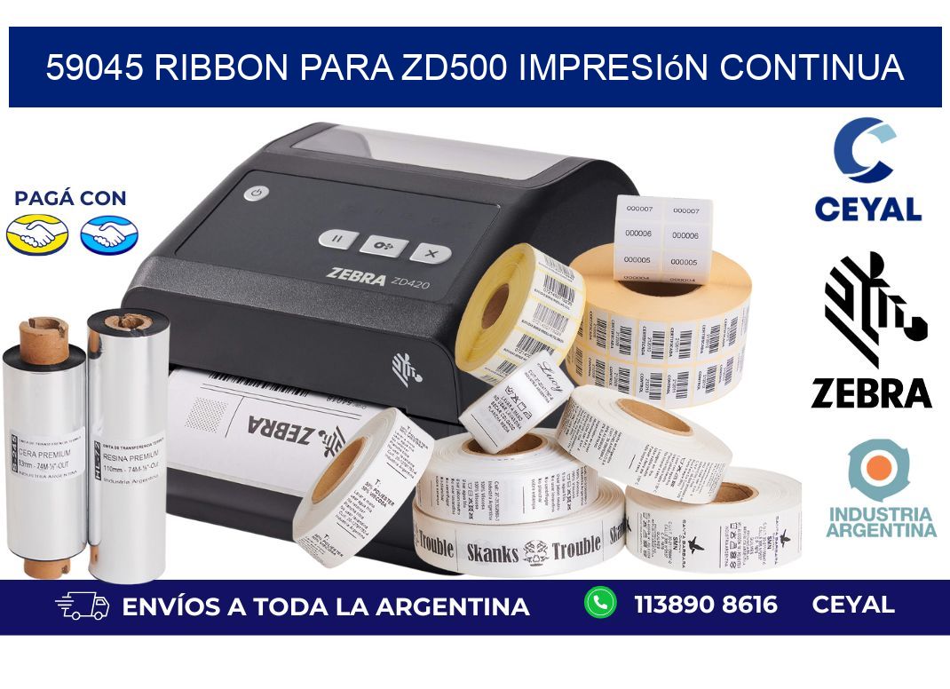 59045 ribbon para zd500 impresión continua