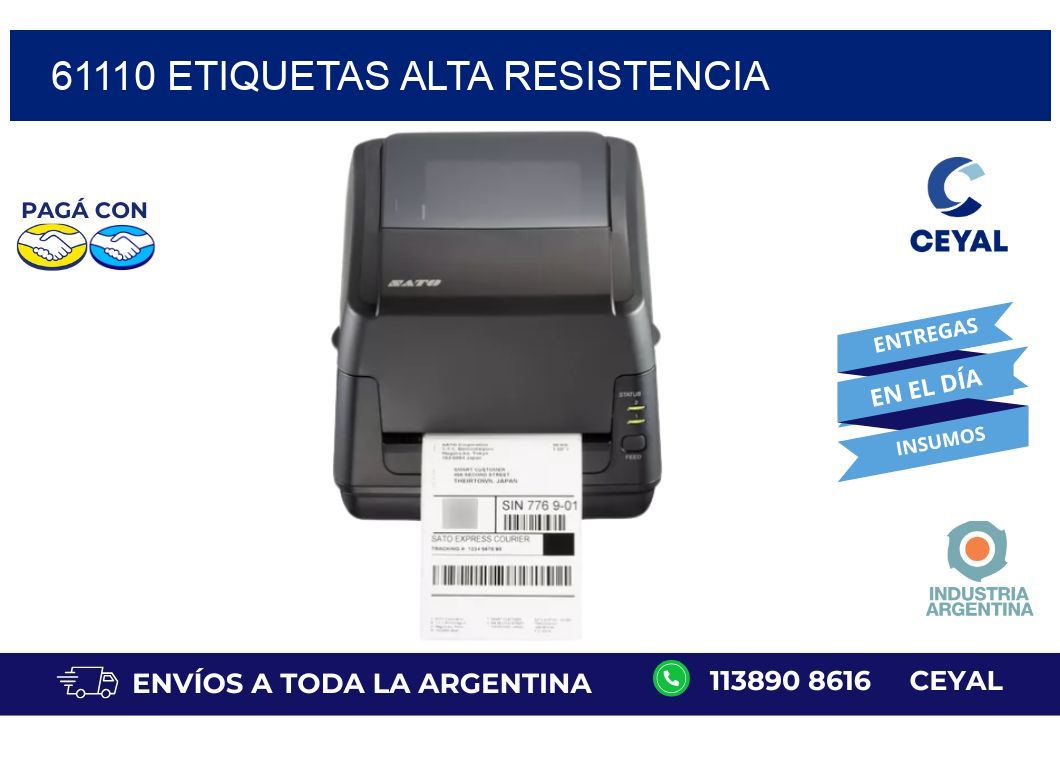 61110 etiquetas alta resistencia