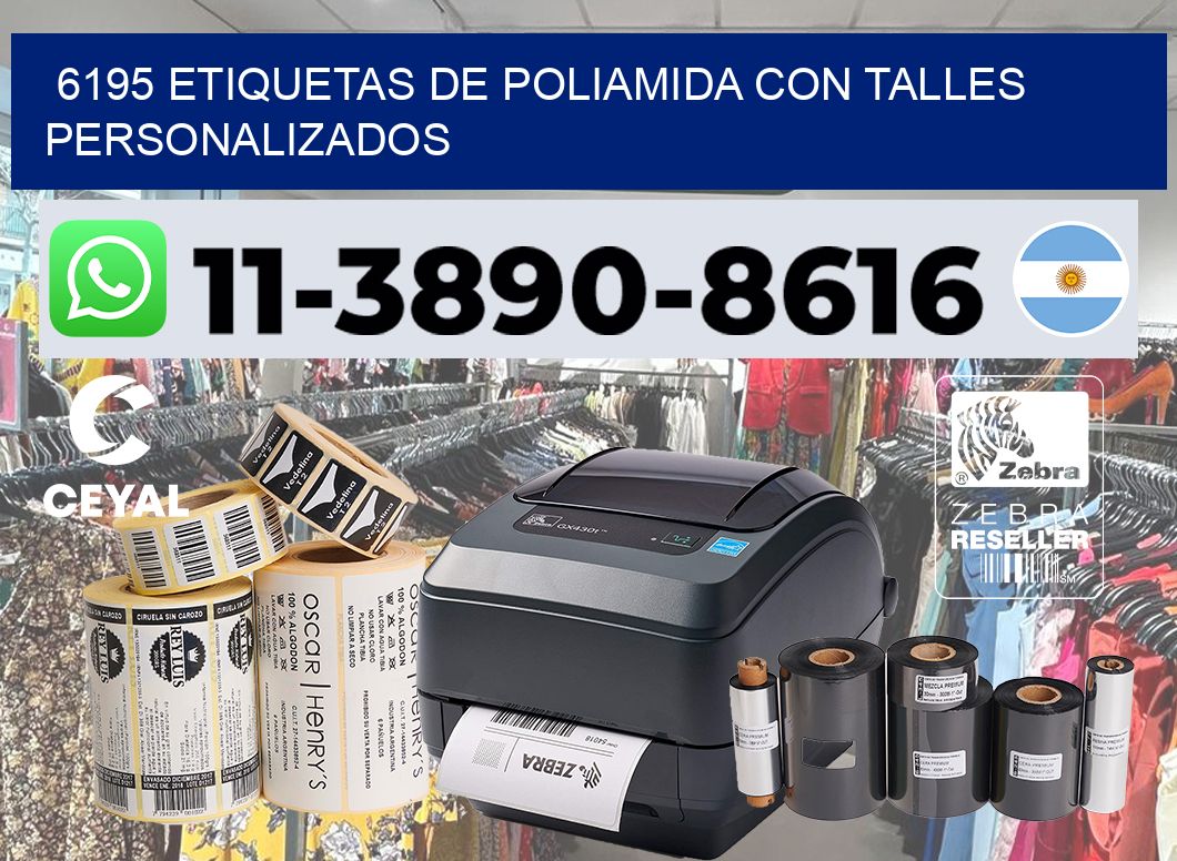 6195 Etiquetas de poliamida con talles personalizados