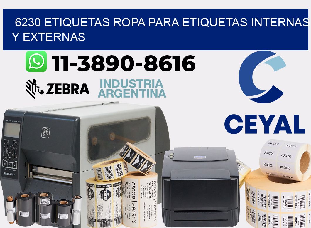 6230 Etiquetas ropa para etiquetas internas y externas