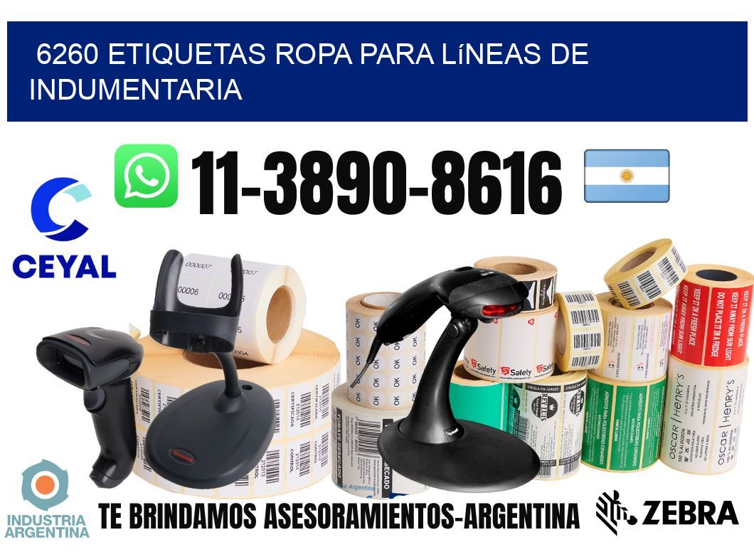 6260 Etiquetas ropa para líneas de indumentaria