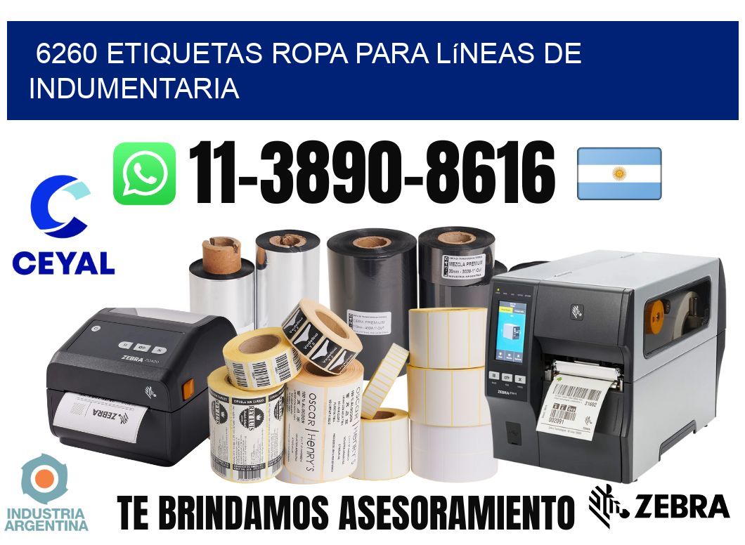 6260 Etiquetas ropa para líneas de indumentaria
