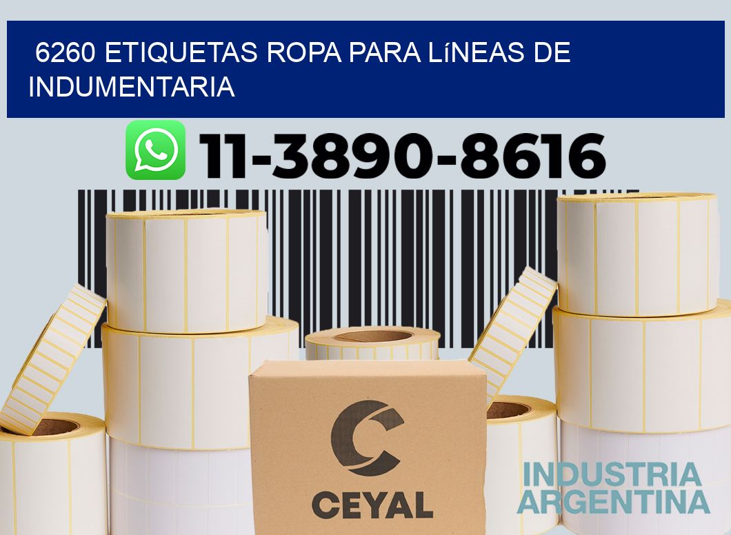 6260 Etiquetas ropa para líneas de indumentaria