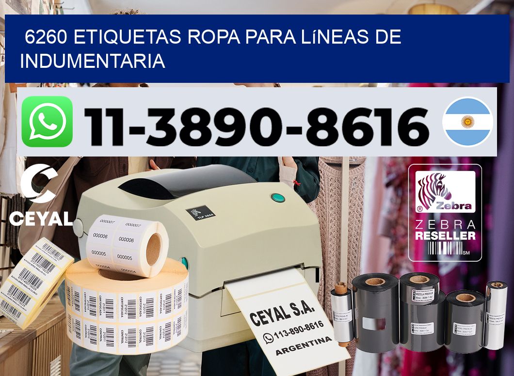 6260 Etiquetas ropa para líneas de indumentaria